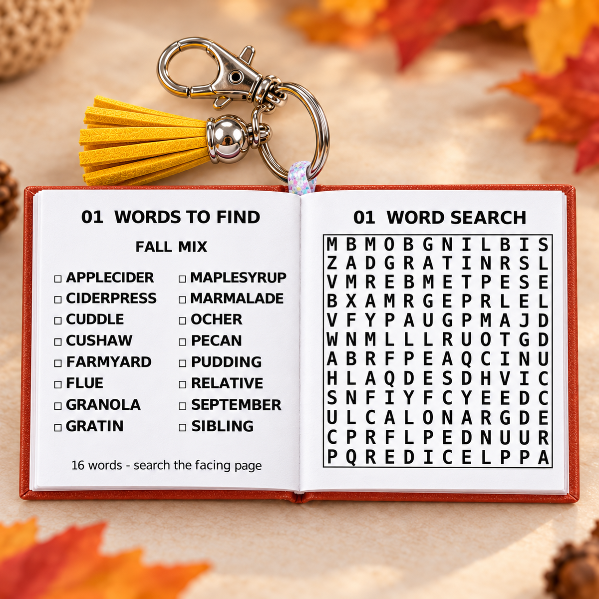 Mini Word Search Keychain Book – Fall Edition