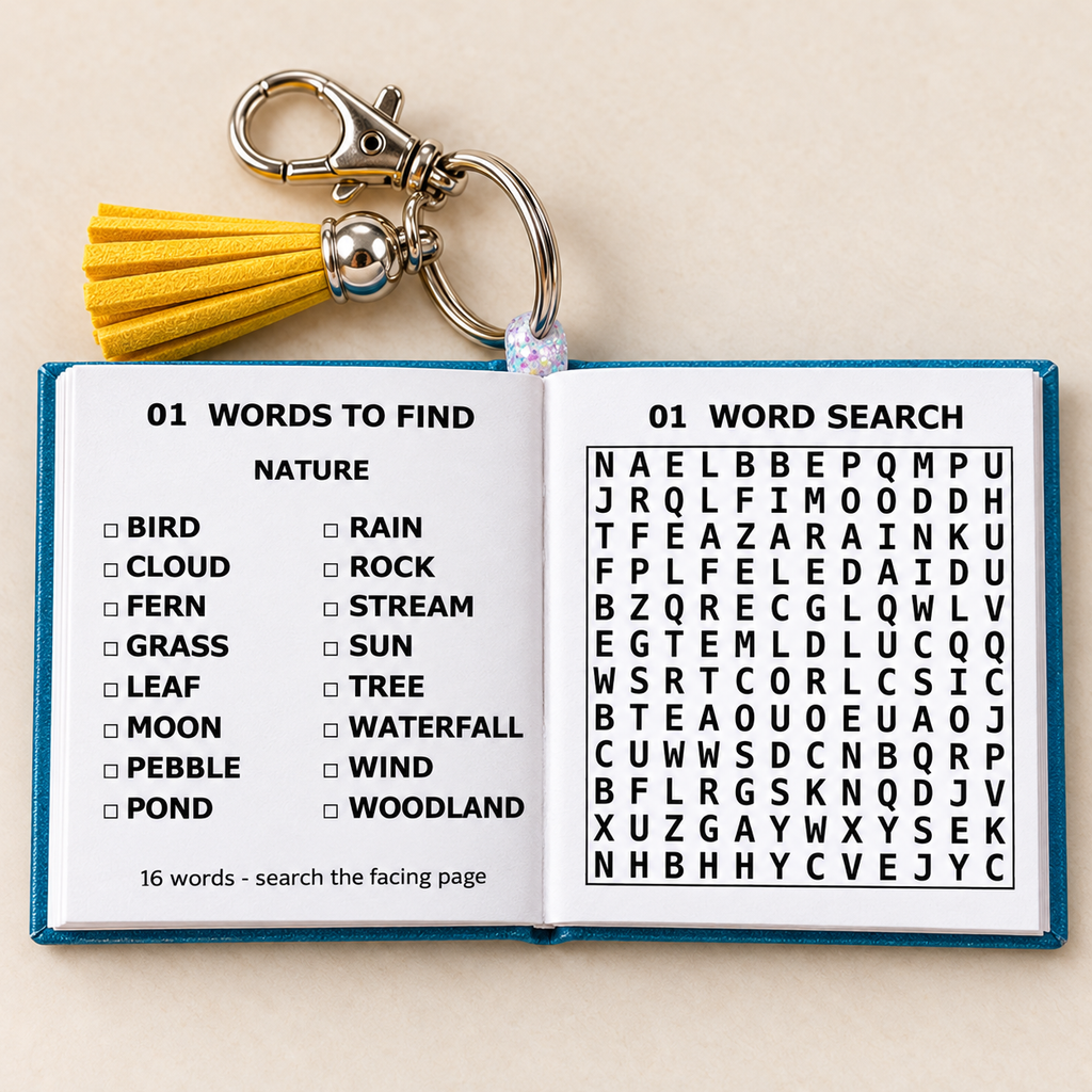 Mini Word Search Keychain Book — Classic Edition