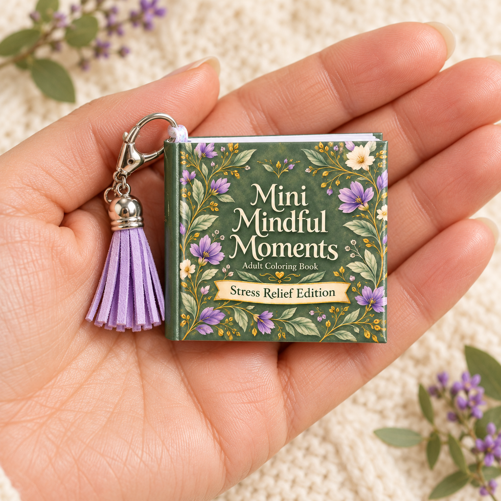Mini Adult Coloring Keychain Book – Stress Relief Edition