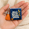 Mini Word Search Keychain Book — Moonlit Cat Edition
