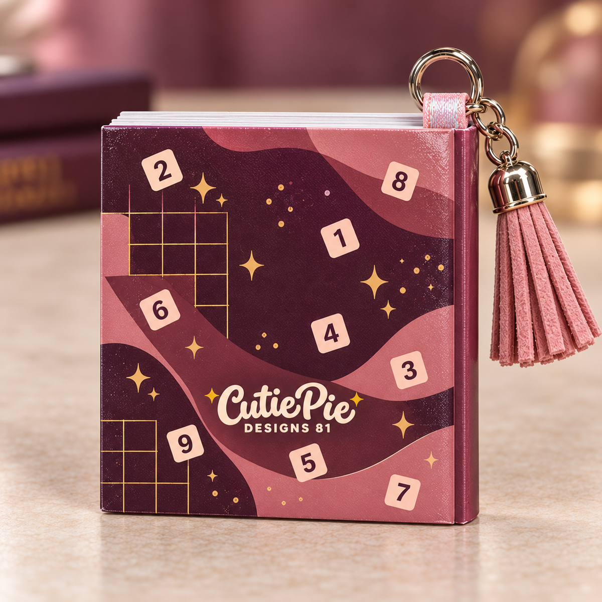 Mini Sudoku Keychain Book - Rose & Plum Edition