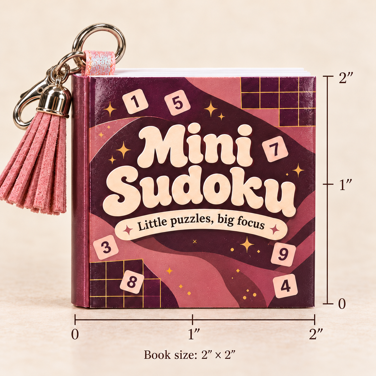 Mini Sudoku Keychain Book - Rose & Plum Edition