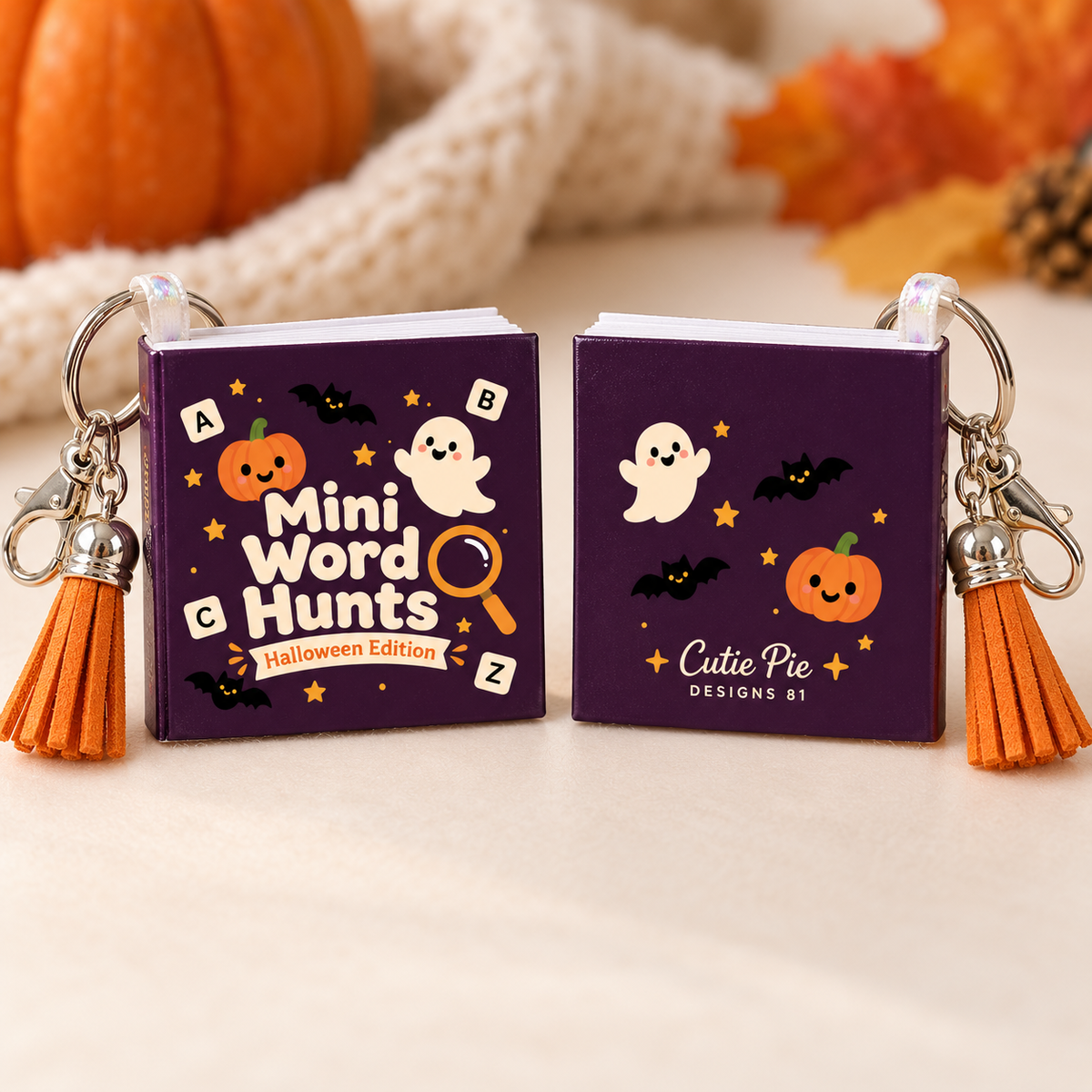 Mini Word Search Keychain Book – Pumpkin & Ghost Halloween Edition