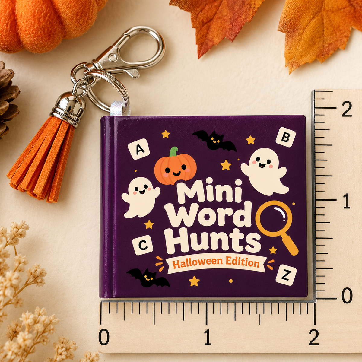 Mini Word Search Keychain Book – Pumpkin & Ghost Halloween Edition