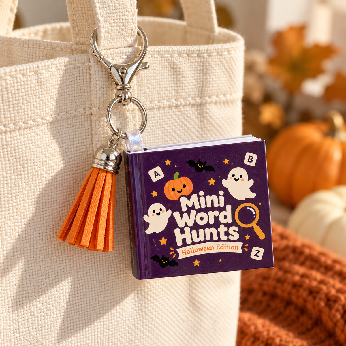 Mini Word Search Keychain Book – Pumpkin & Ghost Halloween Edition