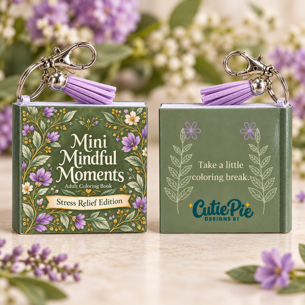 Mini Adult Coloring Keychain Book – Stress Relief Edition