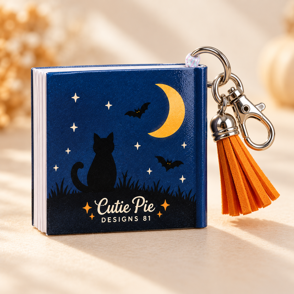 Mini Word Search Keychain Book — Moonlit Cat Edition